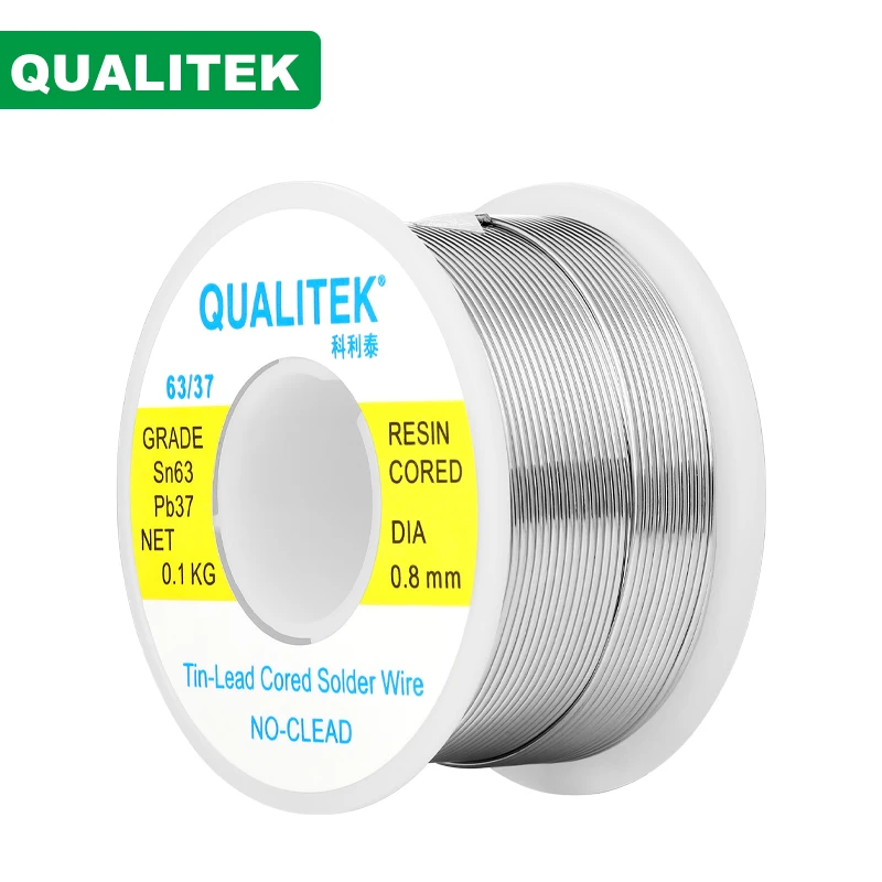 QUALITEK Solder Wire 100g 63/37 Sn/Pb 0.8mm 1.0mm Rosin Solder Tin Welding Wire Melting Point 183℃ No-Clean High Quality solder