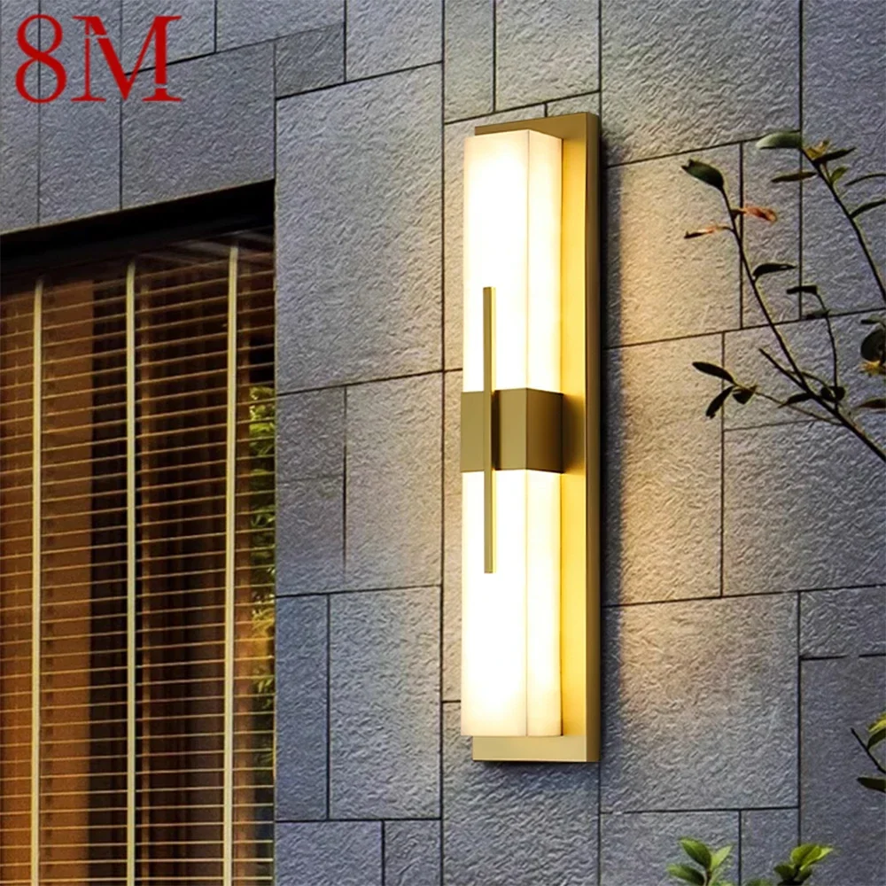 

8M Contemporary LED Brass Marble Outdoor Wall Lamps Electric Waterproof Balcony Hallway Courtyard Villa Gate Hotel