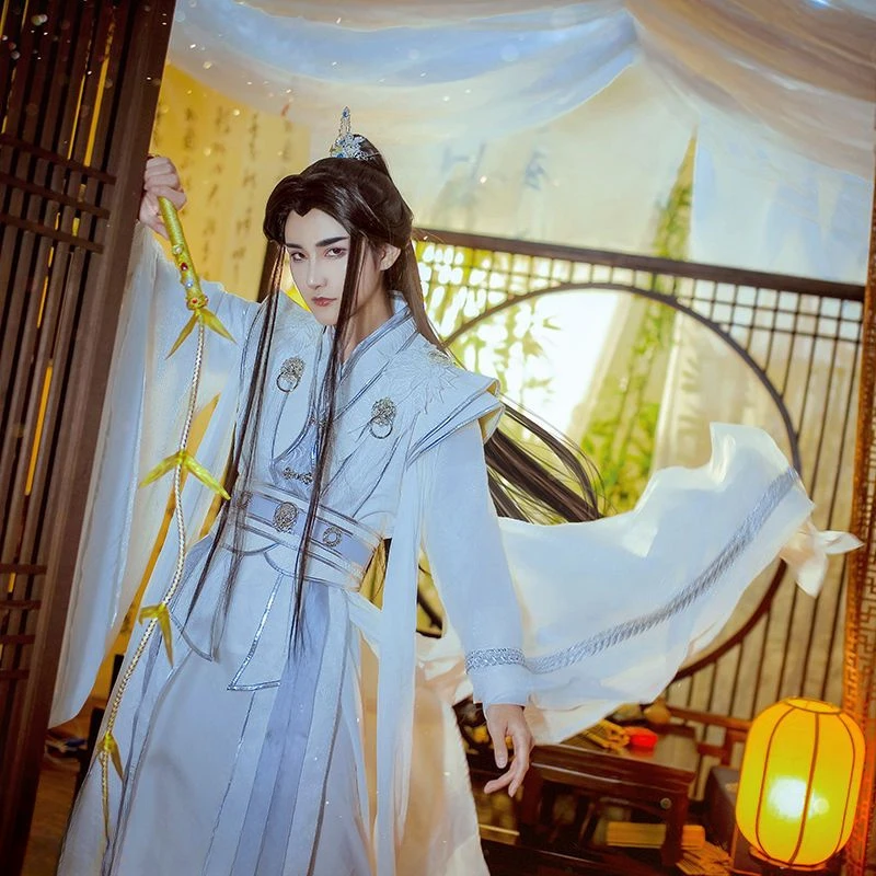 In Stock Chinese TV Antiquities Series 2Ha Immortality Chu Wanning Cosplay Chu Wanning Costume White Dress Wig Ancient Hanfu