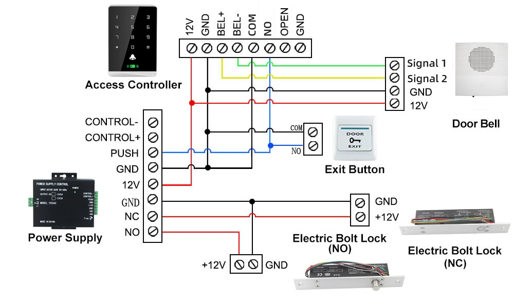 DC 12V Hotel Home Office Wired Doorbell Wire Access Control System Supporting Battery Door Bell Alarm 38 sound Bell with Wires