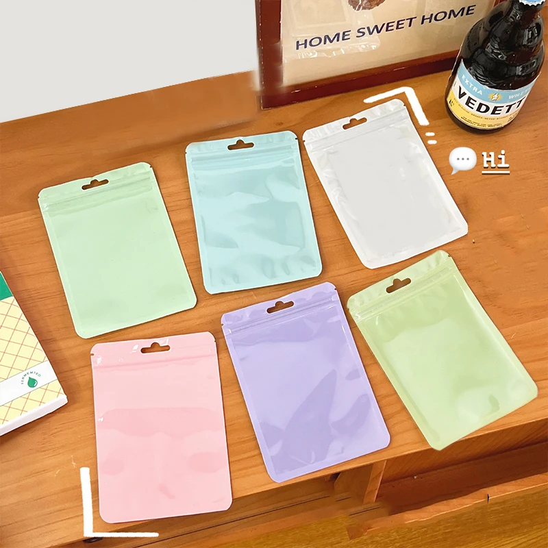 10Pcs Transparent Photo Card Sealed Pocket Candy Color Card Sleeve Packaging Bag Cute PP Storage Bag Card Protective Bag INS