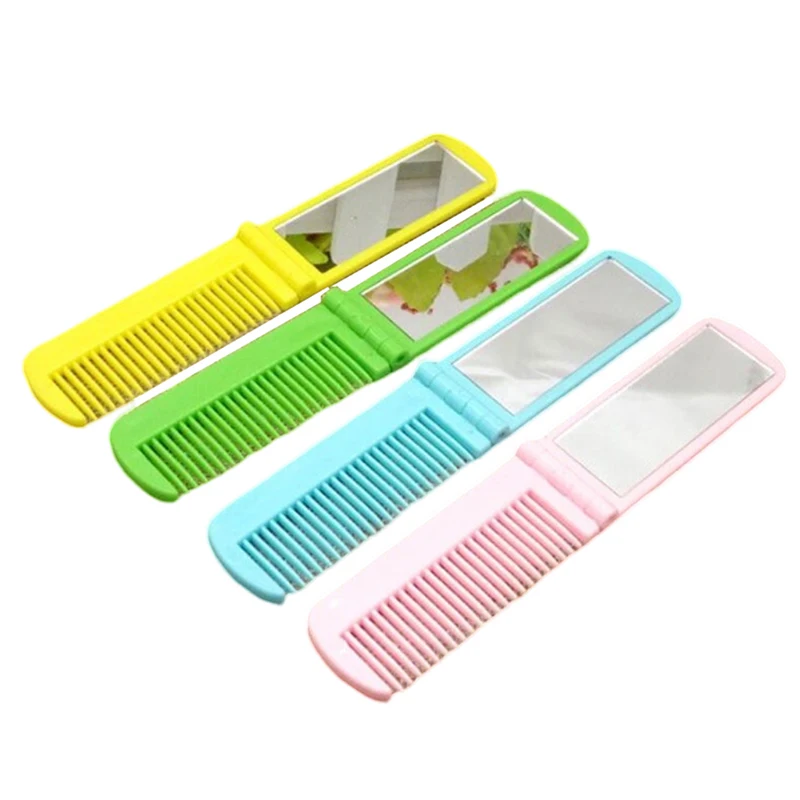 1PCS Professional Folding Hair Comb Travel Hair Comb Portable Fold Hair Brush Mirror Compact Pocket Size Purse Travel Comb