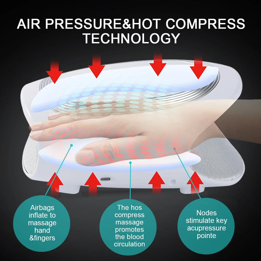 Massaggiatore elettrico per le mani pressione dell\'aria Palm Finger Acupoint Massage Machine Airbag Compression Meridian dragaggio massaggio