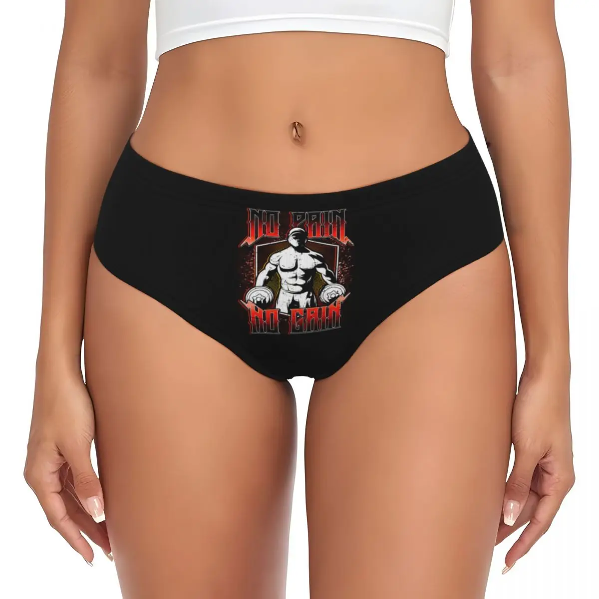 Custom Bodybuilder No Pain No Gain Brief Panties Women's Comfort Stretch Powerhouse Underwear