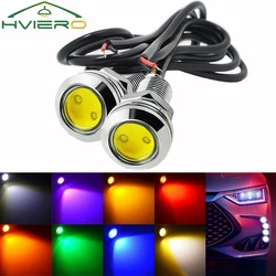 2 uds Drl 18MM coche ojo de águila carcasa plateada DRL luces de circulación diurna LED 12V señal de estacionamiento de marcha atrás lámpara de automóviles