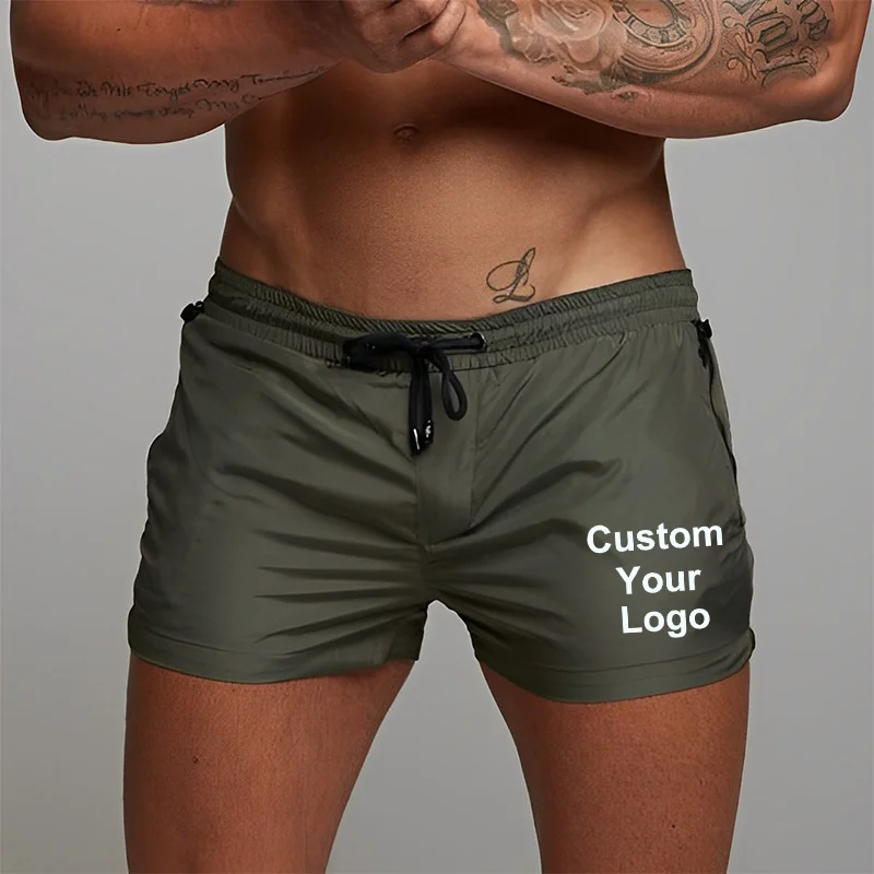 Trendy Mens Custom Your Logo Beach Shorts Summer Classic Male Cycling Shorts Daily Casual Sports Swimming Surfing Fitness Shorts