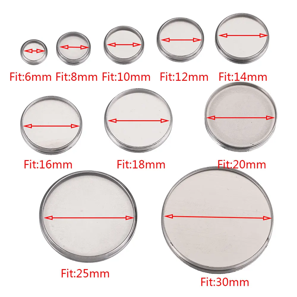 20pcs Fit 8 10 20mm NO Hole Stainless Steel Flat Back Blank Cabochon Base Tray Setting Bezels Pendant Charms FOR Jewelry Making