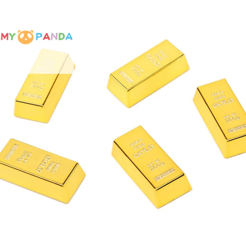 

1pc Plastic Fake Gold Bullion Simulated Golden Brick Fake Glittering Gold Bar Paperweight Door Stop Movie Prop Novelty Gift