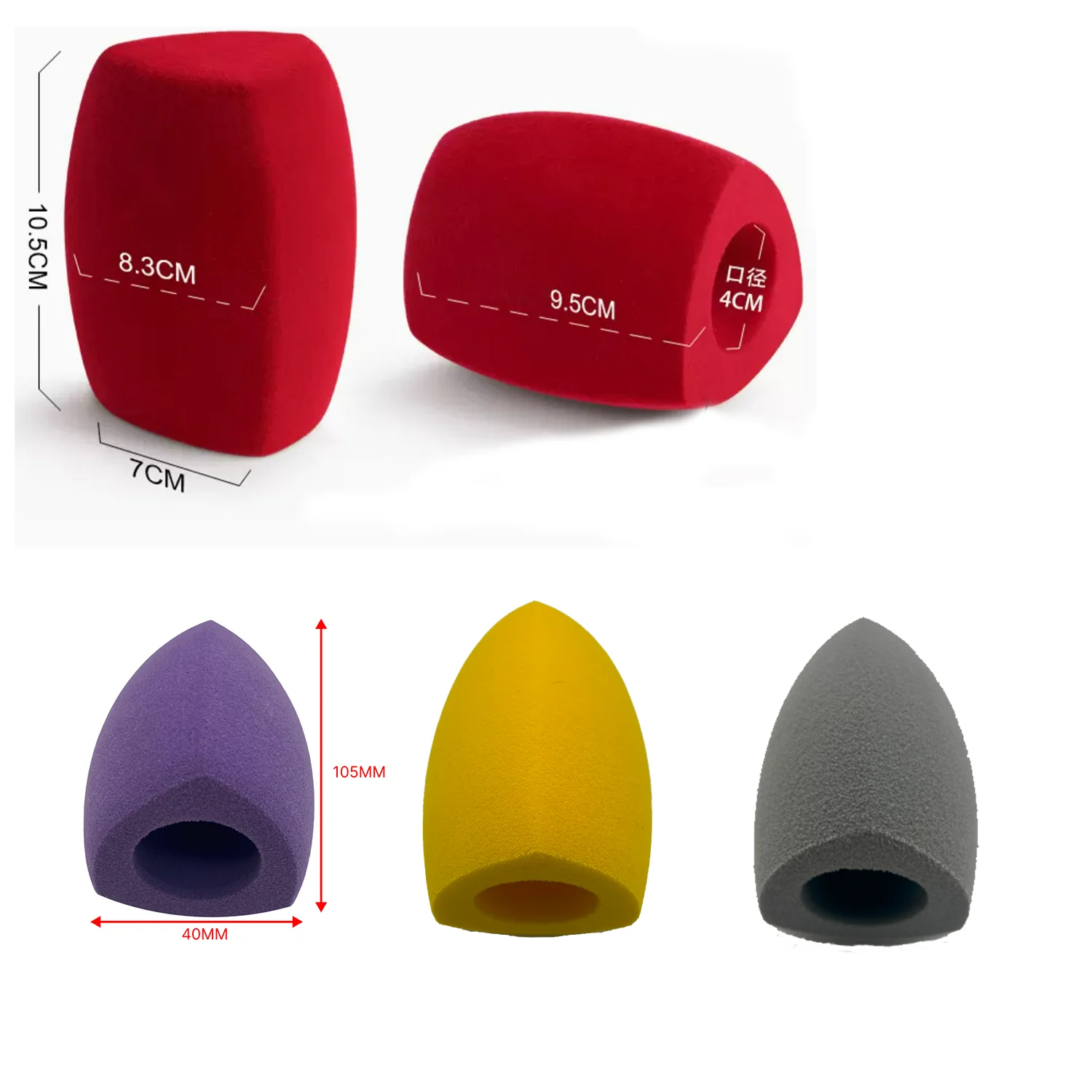 Customized Logo Printed Triangle Foam Cap Flocking Microphone Sponge Logo Windshield Video Mic Windscree TV Stations Interview