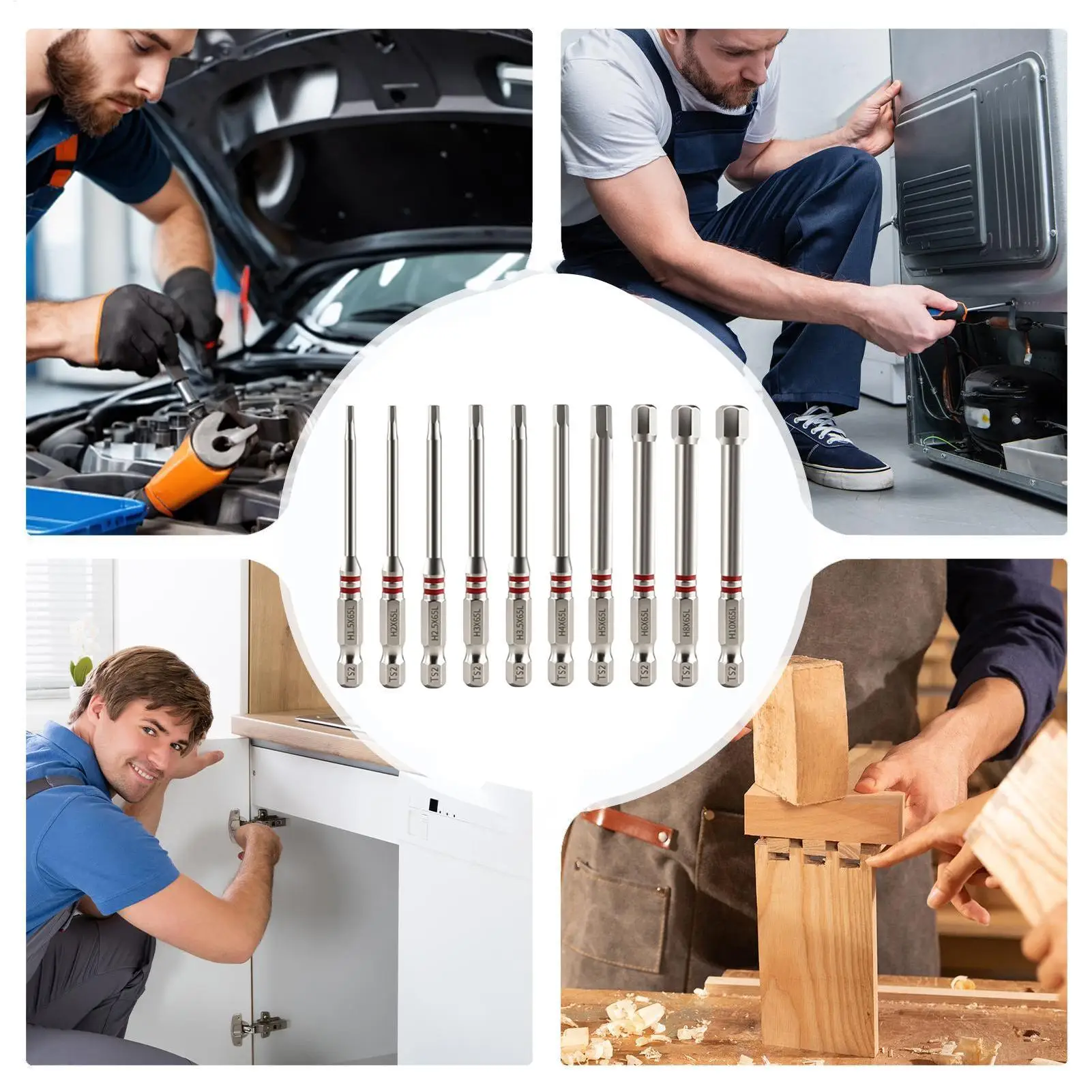 Allen Drill Bit Set 10 Pieces Quick-release Magnetic Screwdriver Hex Bit Set For Workshop Garage Industrial Construction