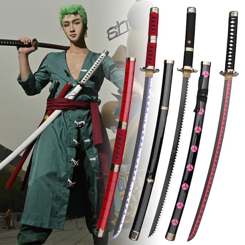 Espada de Anime Roronoa Zoro Katana, espada de madera Ninja, hoja Sowrd Shanks, accesorio de Cosplay de una pieza, juguete japonés Samurai Katana para niños