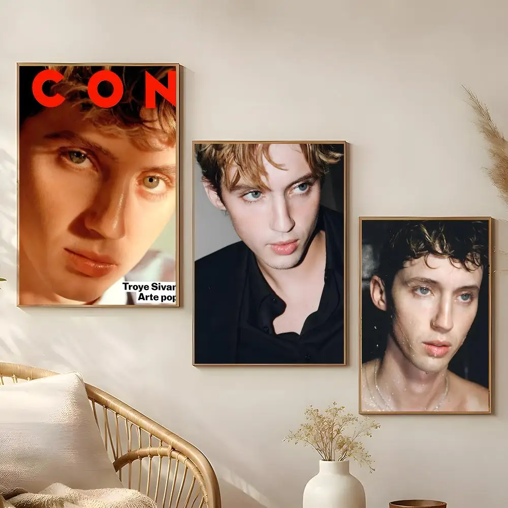 Singer Troye Sivan Poster Poster Self-adhesive Art Waterproof Paper Sticker Coffee House Bar Room Wall Decor