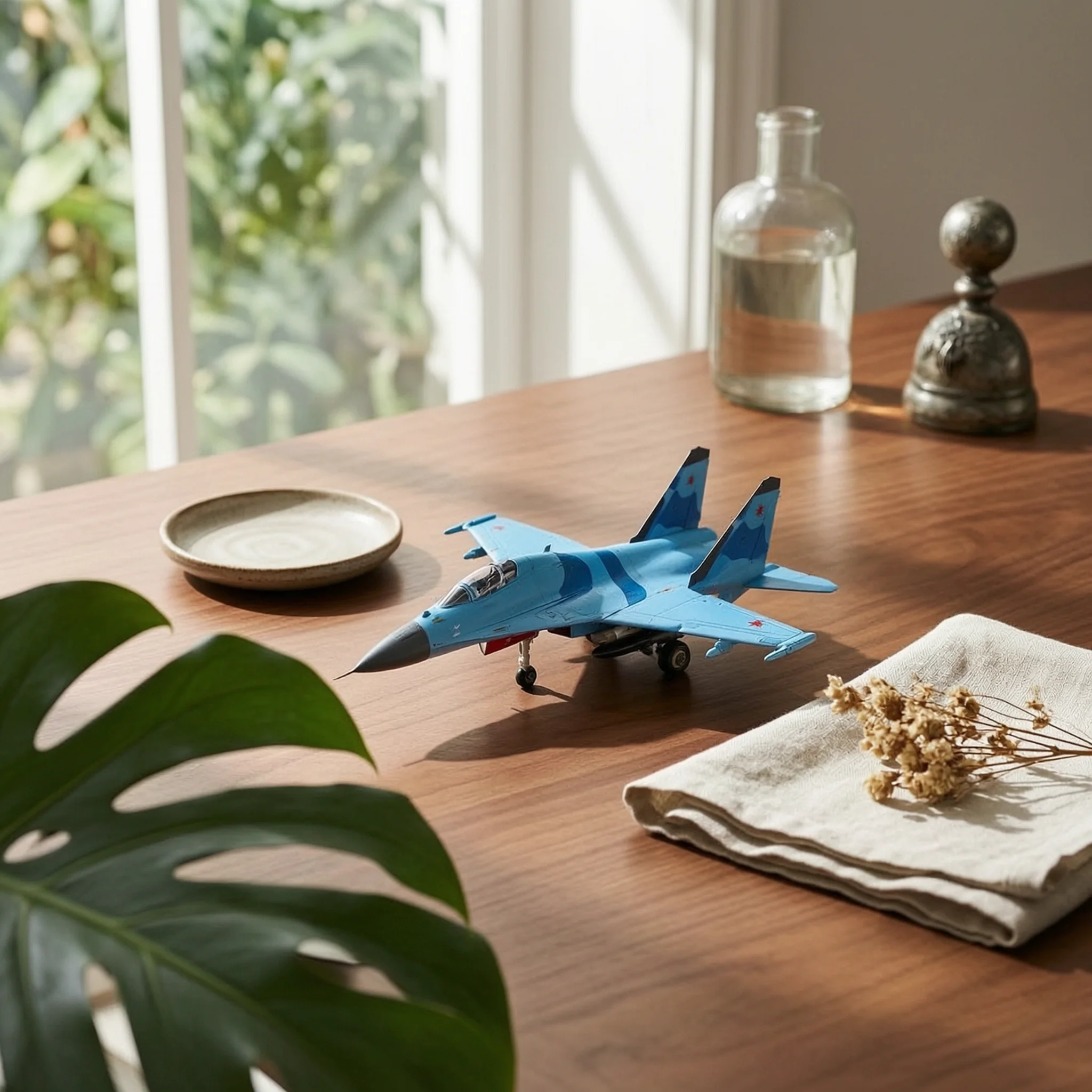 Su-30 Model with Display Stand 1:32 Scale Su-30 Fighter Jet Model Exquisite Long-Lasting for Aviation Enthusiasts, Office Decor