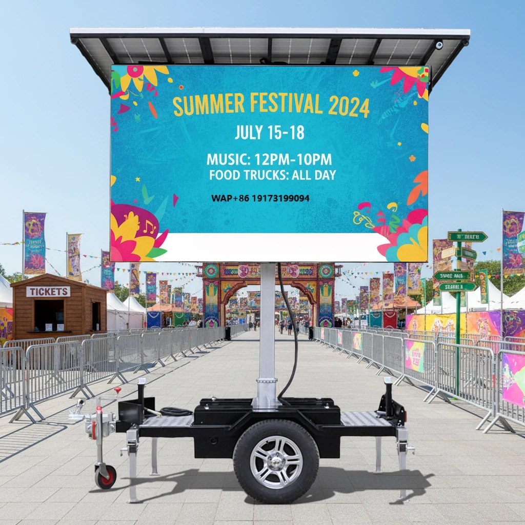 Outdoor P4 P5 P6 Led Digital Sign Board Led Big Screen Trailer Mounted Folding Mobile Billboard Screen