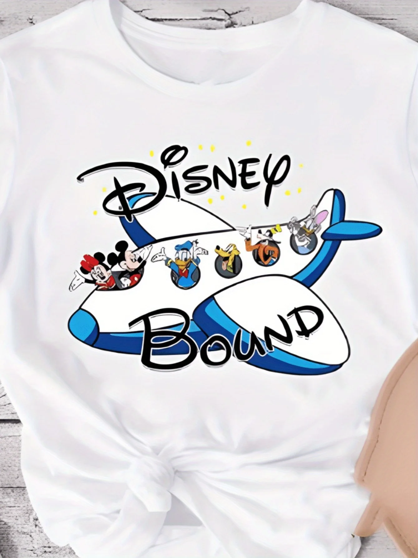 

Женская футболка с принтом Микки Мауса и друзей Disney из чистого хлопка, дышащая, с короткими рукавами, круглым вырезом, белый самолет