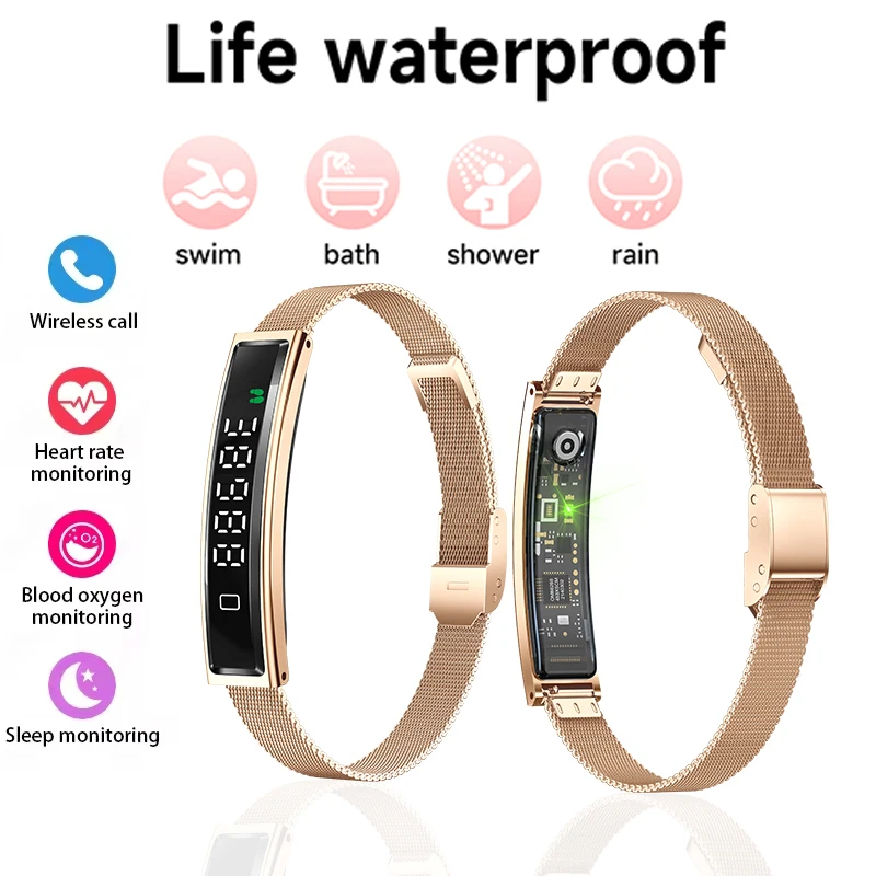 

Женский умный браслет IP68 для плавания, кислорода в крови, кровяное давление, пульс, BT-вызов, подходит для Android IOS, мужские умные часы для дайвинга