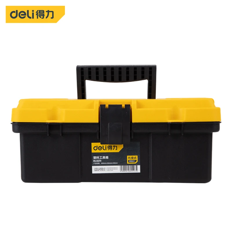 Deli Hardware Toolbox Black Plastic Thickened Combination Set Electrical Woodworking Household Electric Drill Tool Storage Box