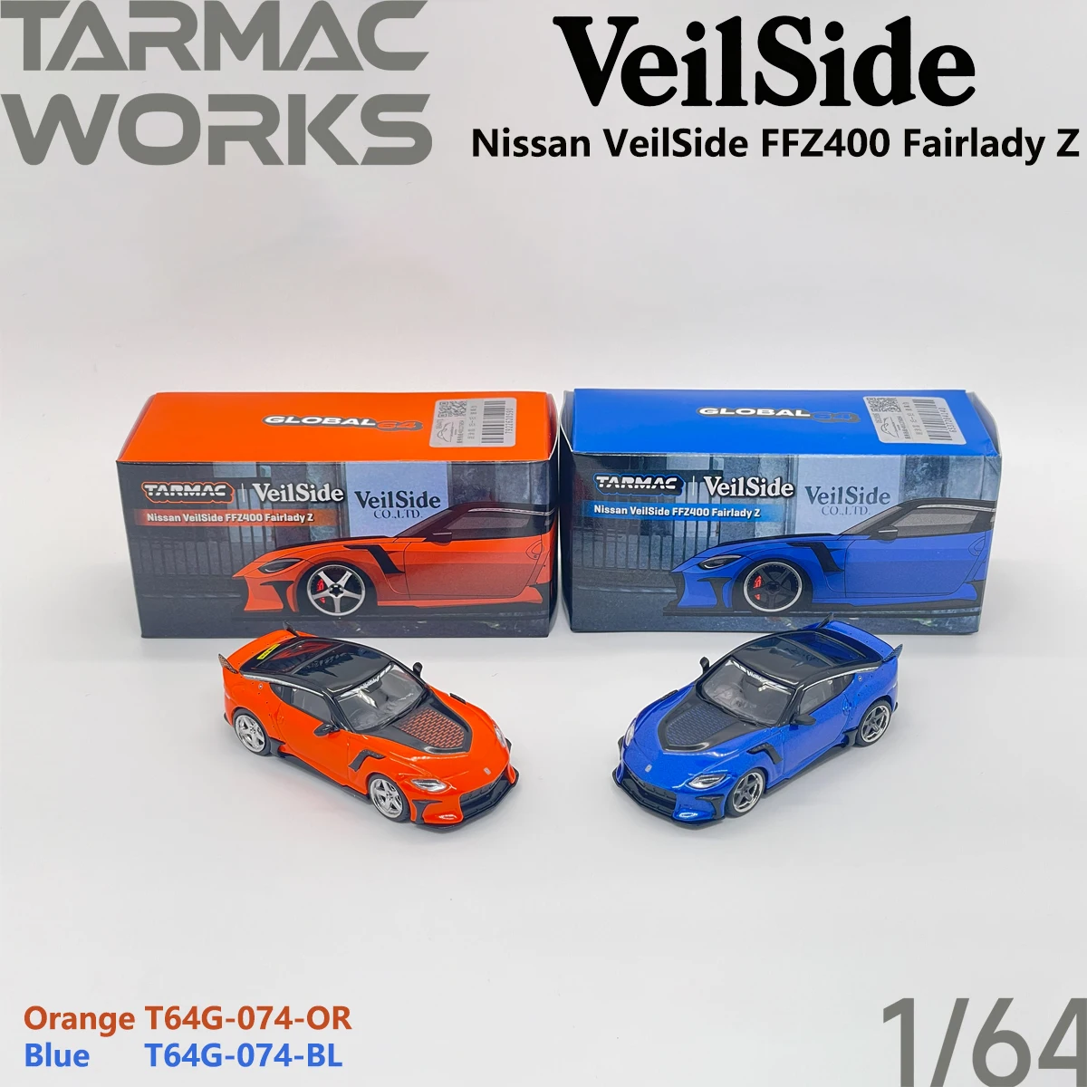 T64G‑074‑OR T64G‑074‑BL Tarmac Works 1:64 VeilSide FFZ400 Fairlady Z Modèles de véhicules de collection Modèle d'affichage statique en alliage