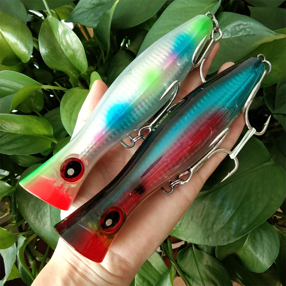 Noeby 2pcs Popper Fishing Lure 120mm 43g 160mm 78g Topwater Wobblers Saltwater Artificial Hard Bait for GT Fishing Tackle