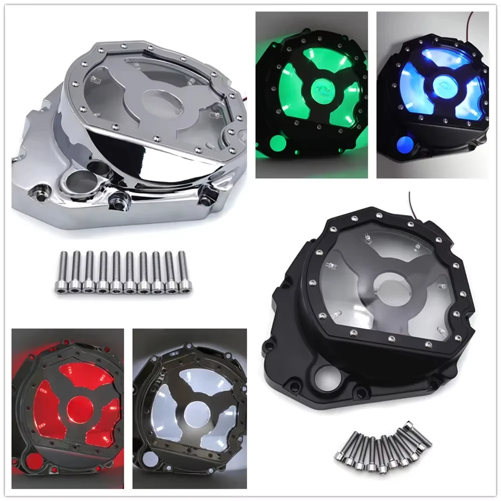 Led przepuszczalna osłona prześwitująca silnik dla Suzuki GSXR 600 1000 GSX-R 750 2001-2008 części do motocykli na rynku wtórnym