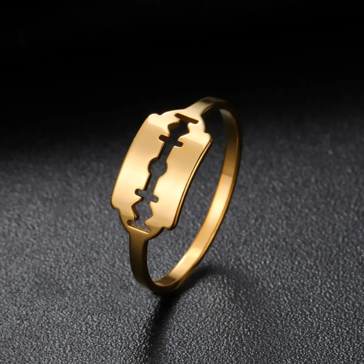 Hollow Blade For Women Men Stainless Steel Gold Color Widelife Ring Fashion Street Delicate Party Jewelry Wholesale