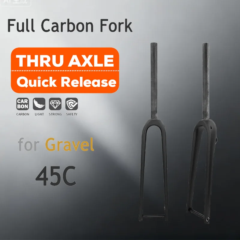 

ULLICYC Gravel Carbon Fiber Bicycle Fork Road Bicycle Fork Maximum 100mm Wheel Diameter 45 ° C1-1/8 Inch Mountain Bicycle Fork