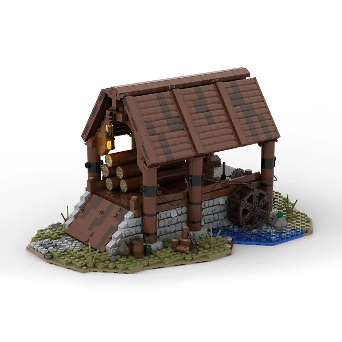 

Изготовленный на заказ модуль средневековой пиломатеринской мельницы MOC-76358 с большой деревенской тематикой 1488, детали