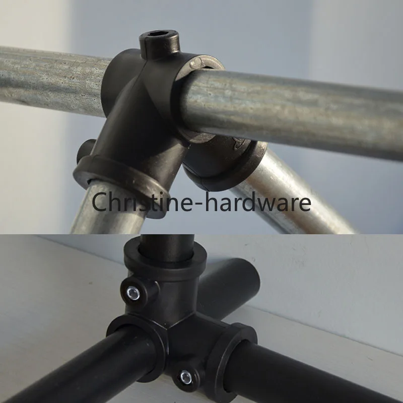 Aluminum alloy pipe quick connector,color black ,for 25mm diameter tube,no rust,DIY hanger fastener,Industrial artwork