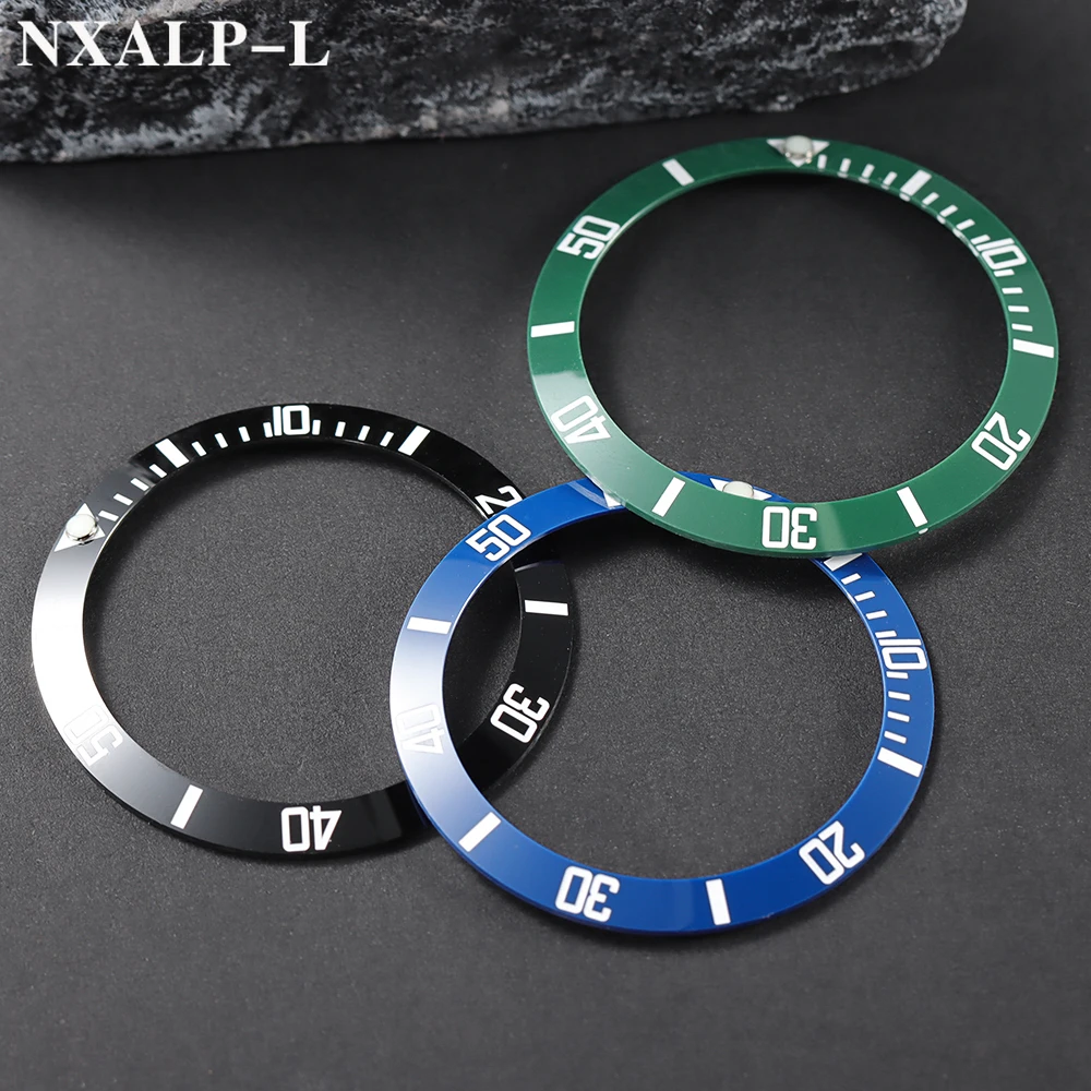 38 مللي متر سبائك السيراميك ساعة الحافة صالح NH36 NH35 NH34 ل Seiko ل أسود أخضر المياه شبح ساعة مقياس حلقة مع النقاط مضيئة