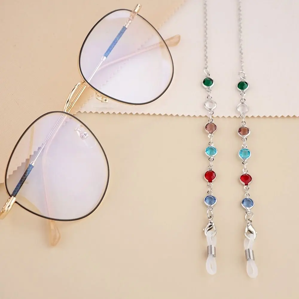 Chain Colorful Rhinestone Crystal Neck Strap String Anti-lost Sunglasses Chains Mask Chain Spectacle Cord Metal Glasses Chain
