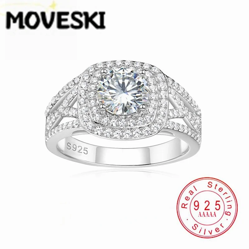 1CT Round Moissanite Engagement Ring S925 Sterling Silver Wedding Promise Ring For Women High Quality Jewelry
