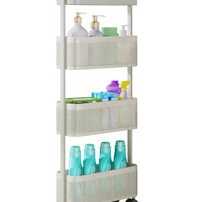 

Storage Rack Multi-Layer Narrow Seam Baskets Living Room Bathroom Trolley with Wheels Home