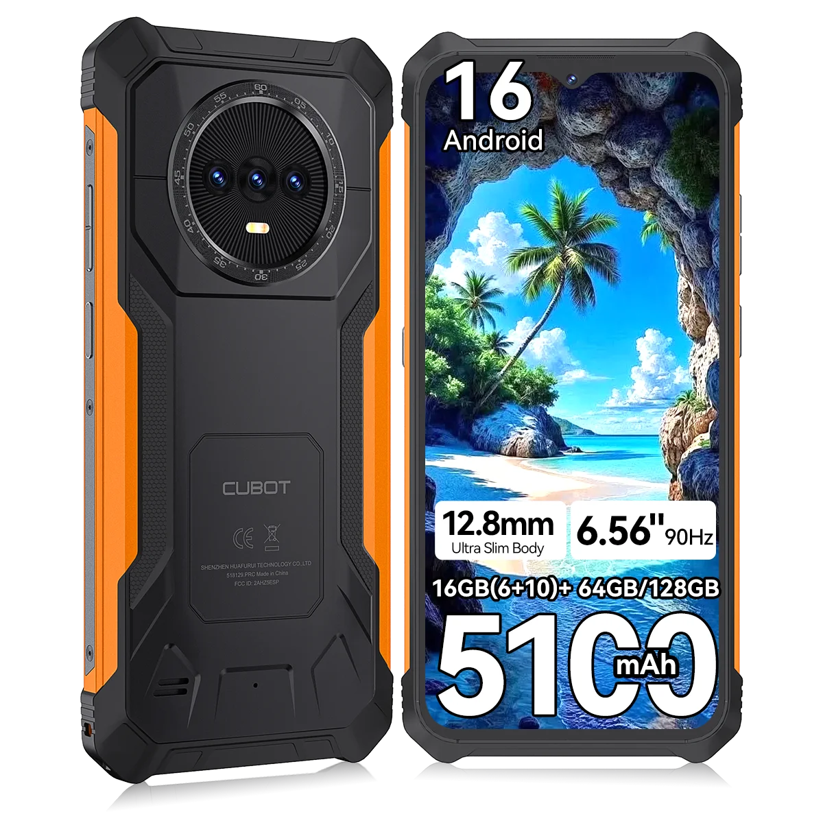 Cubot KingKong ES PRO, smartphone Android robusto, 16 GB di RAM virtuale (6+10), 64 GB/128 GB di memoria ROM, corpo ultra sottile da 12,8 mm, display da 6,56" a 90 Hz, batteria da 5100 mAh, fotocamera
