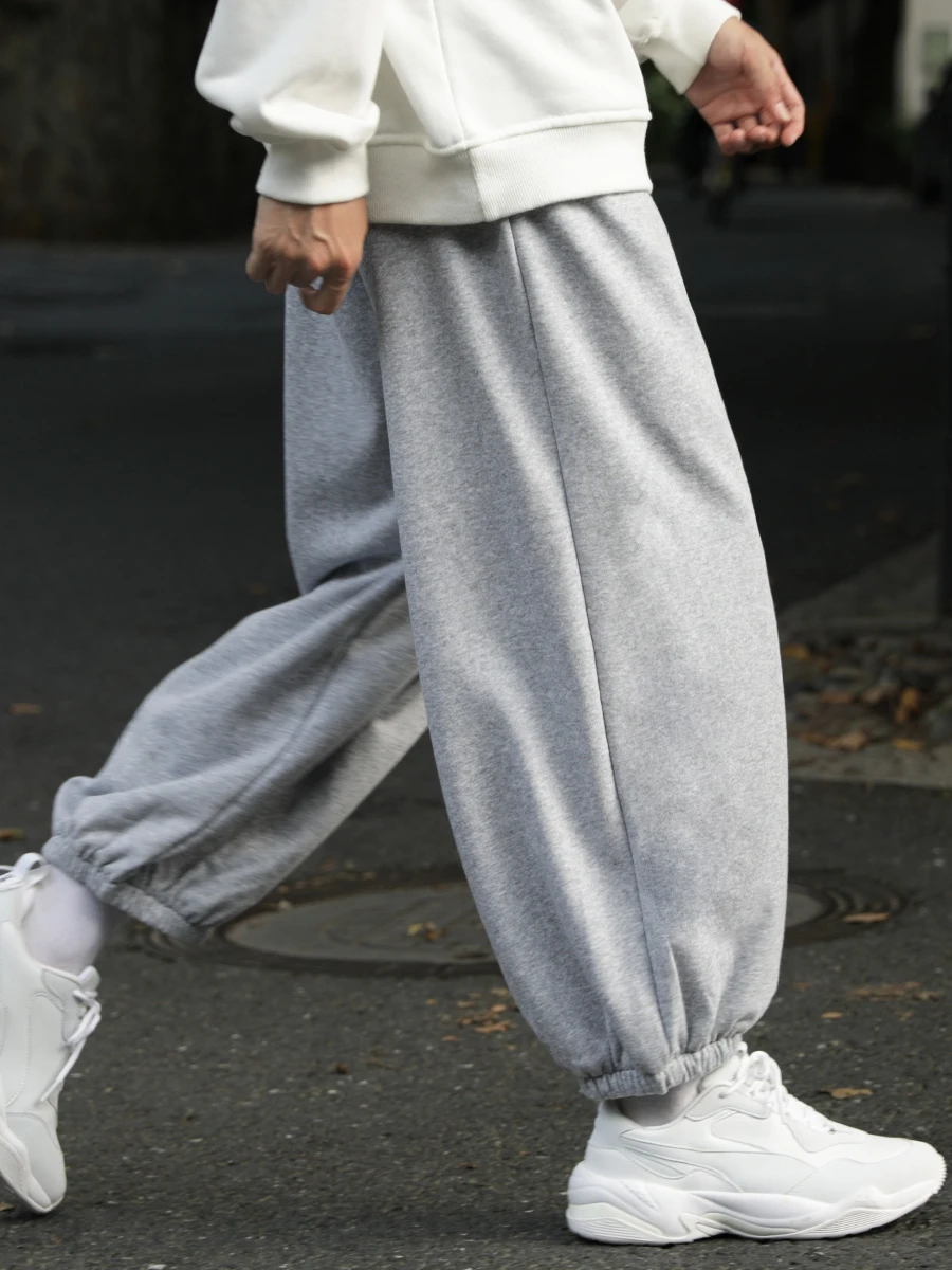 

Мужские спортивные брюки на флисовой подкладке, эластичные, больших размеров, повседневные, свободного кроя, весна-осень, с укороченными штанинами, в стиле Харадзюку, из хлопка и полиэстера...