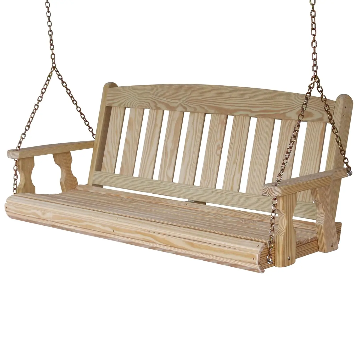 Heavy Duty 800Lb Treated Wooden Porch Swing with Hanging Chains for Outdoor Patio Garden 5Ft, Customized