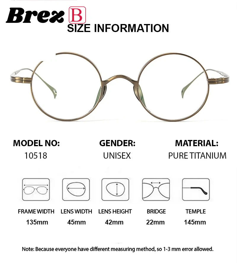 Brez كليب على النظارات الشمسية المغناطيسية نظارات دائرية التيتانيوم النقي الرجال النساء الراقية إطار النظارات البصرية Gafas وصفة طبية عدسة