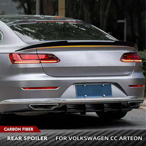 For Volkswagen VW Arteon CC Hatchback 2019UP Real Carbon Fiber Rear Boot Lid Highkick Wing Lip Car Rear Trunk Raing Spoiler