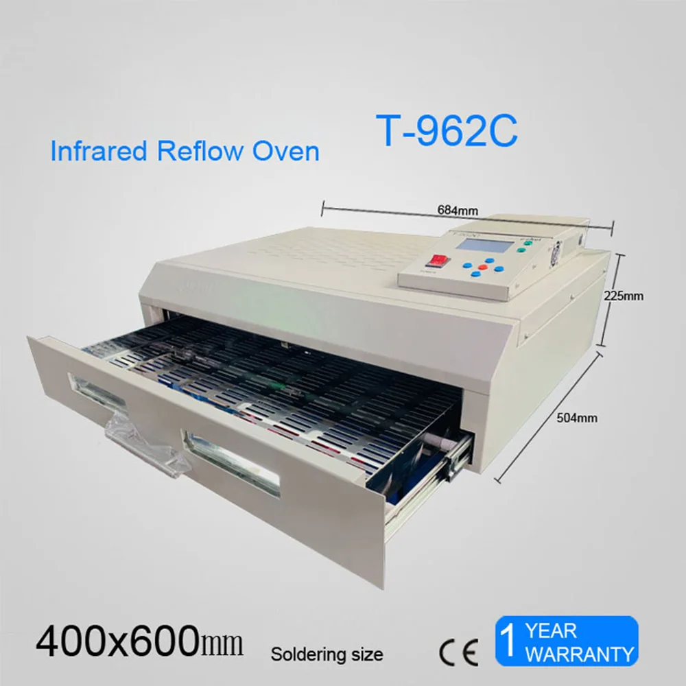 T962C Infrared IC Heater Reflow Solder BGA SMD SMT Rework Station with smoke channel Welding area 600x400mm 110V/220V