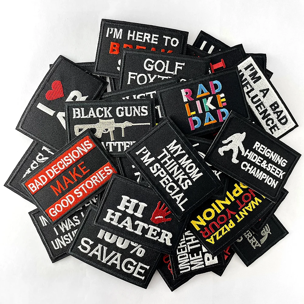 40Pcs/Lot Funny Humorous Jokes Iron on Patches Cloth Embroidered Applique Clothes Accessories Repair Hole Stickers Patch