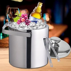 1.3L Ice Bucket Kit 304 Stainless Steel Insulated Beer Drink Keg Double-layer Beer Champagne Cooler KTV Barware Filter Clip