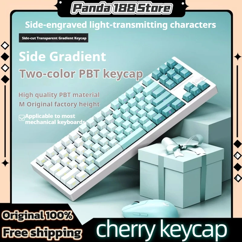 Side Engraved Gradient Theme Keycap 121 Key Cherry Profile Pbt Character Translucent Personalized Mechanical Keyboard Keycaps