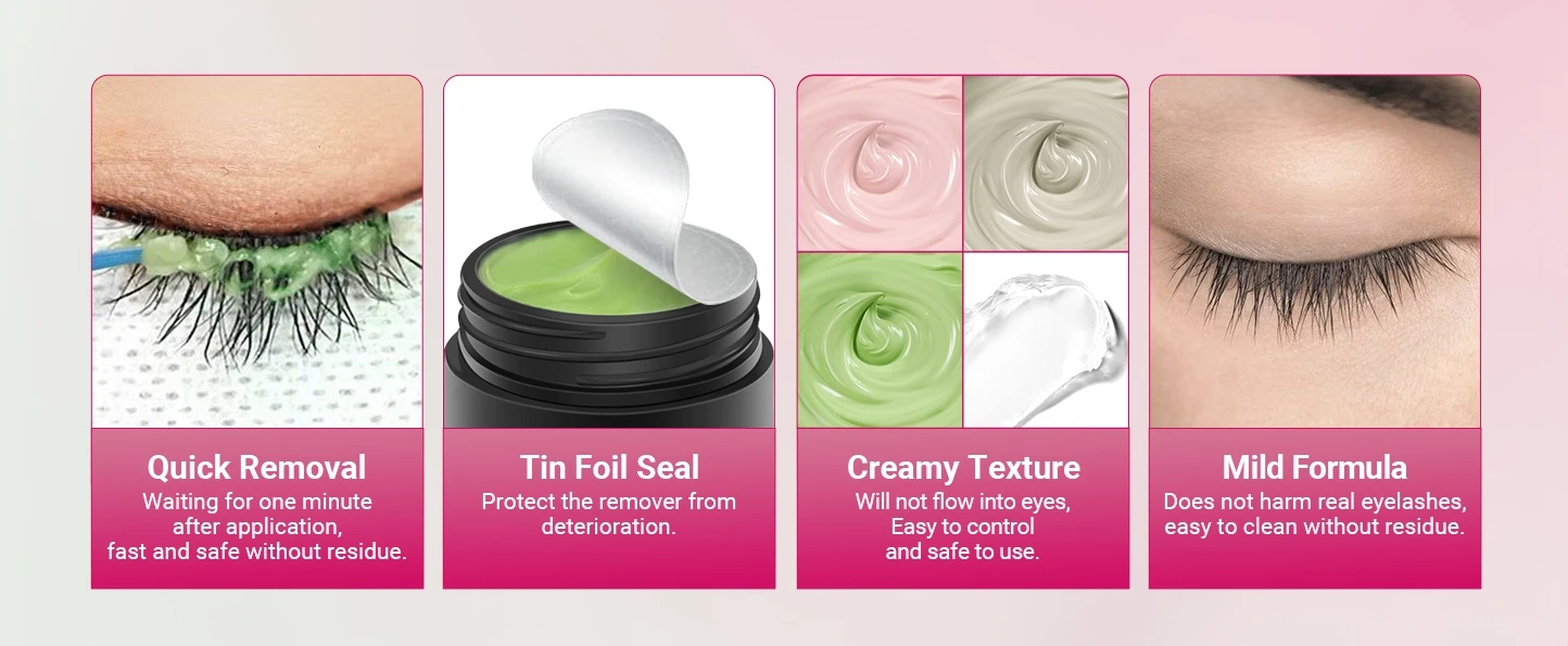 10g-Wimpernverlängerungs-Entferner, Wimpernentferner für Wimpernverlängerungen mit Augenpads, Mikrobürsten und Wimpernband – Detail 4