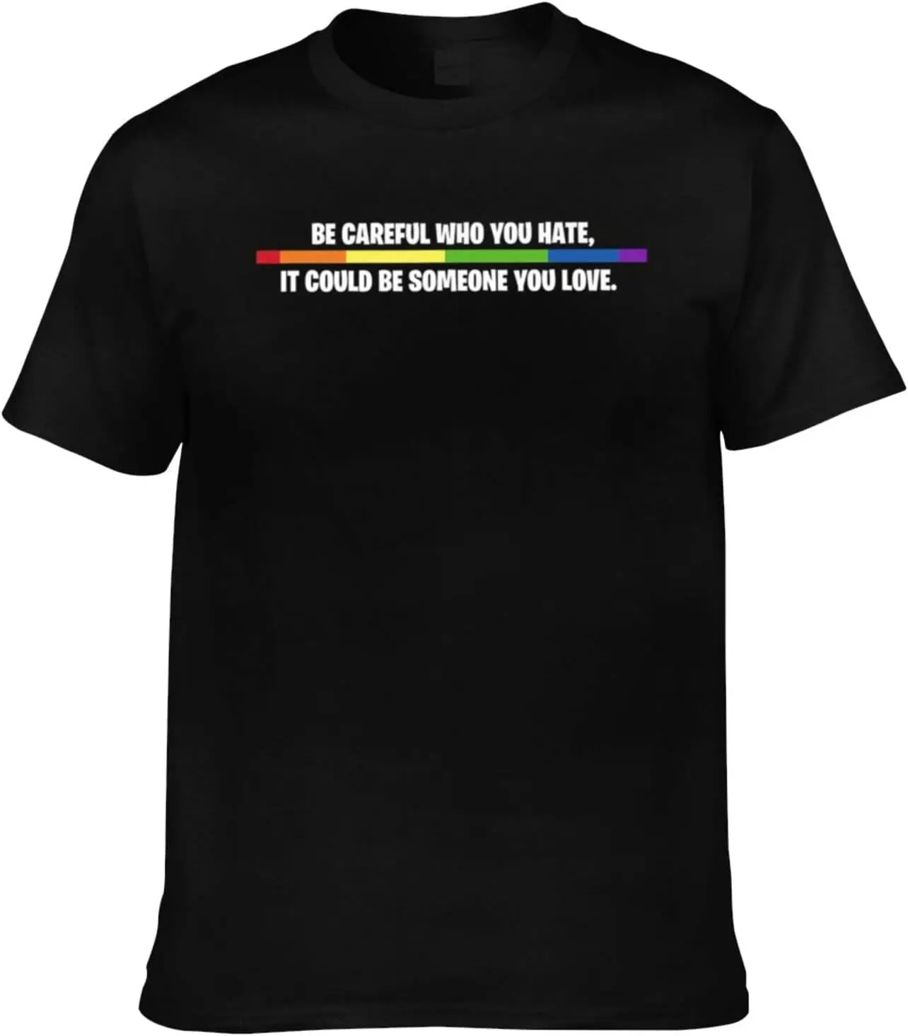 YvoneDBrownn Be Careful Who You Hate It Could Be Someone You Men's T-Shirt Crewneck Cotton Black T-Shirts for Men