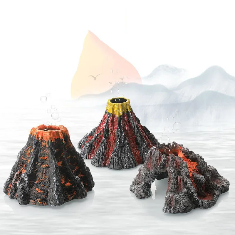 Fish Tanks Landscaping Simulation Volcano Aquarium Accessories Rockery Aerator For Aquarium Bubble Stone Oxygenation Tools