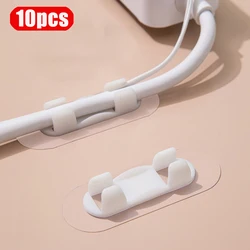 Soporte de Cable de 10 piezas, gancho Adhesivo de pared, organizador de línea de datos, Clip de escritorio, gancho de línea USB, estante de gancho de línea de enchufe de Cable tramsparente