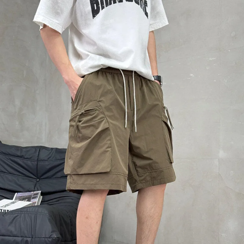 

Men's Quick-Dry Cargo Shorts Streetwear Summer Breathable Multi-Pockets Outdoor Loose Fit Elastic Waist Lightweight Sport Shorts