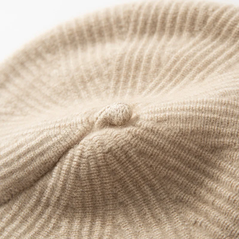 High-grade Winter Beret Hat For Women 100% Goat Cashmere Knitted Hat Autumn Lady New Cashmere Cap Woman Fashion Berets