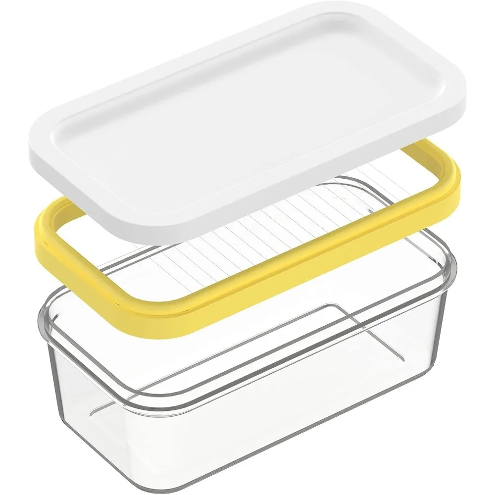 

Butter Slicer Cutter, Stick Butter Container Dish with Lid for Fridge, Easy Cutting Two 4oz Sticks