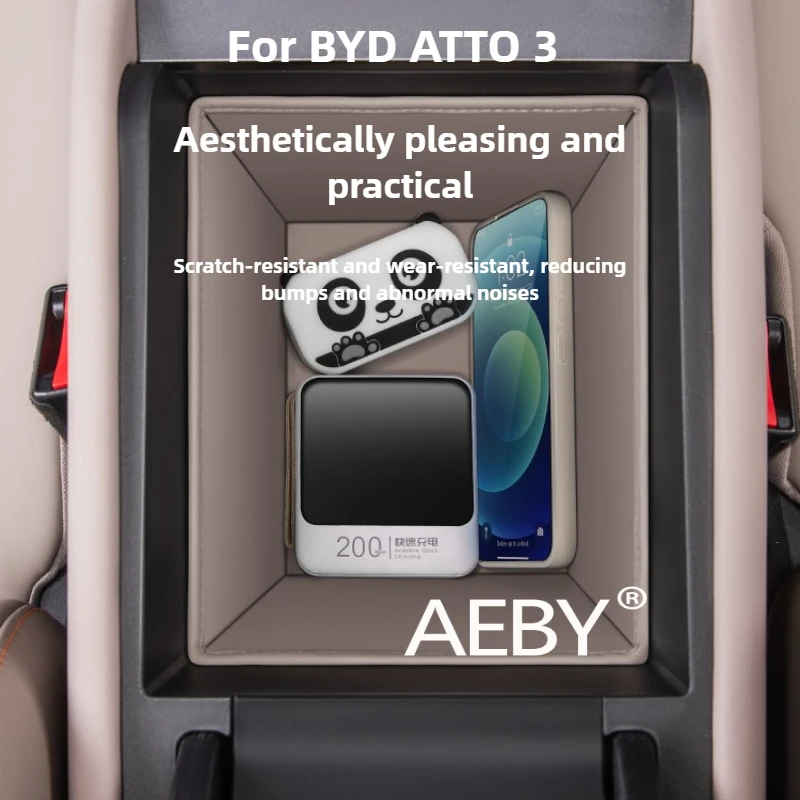 

AEBY For BYD ATTO 3 2022-2025 Custom Fit Storage Compartment Protector,Armrest Organizer Liner,Storage Pocket Protecto