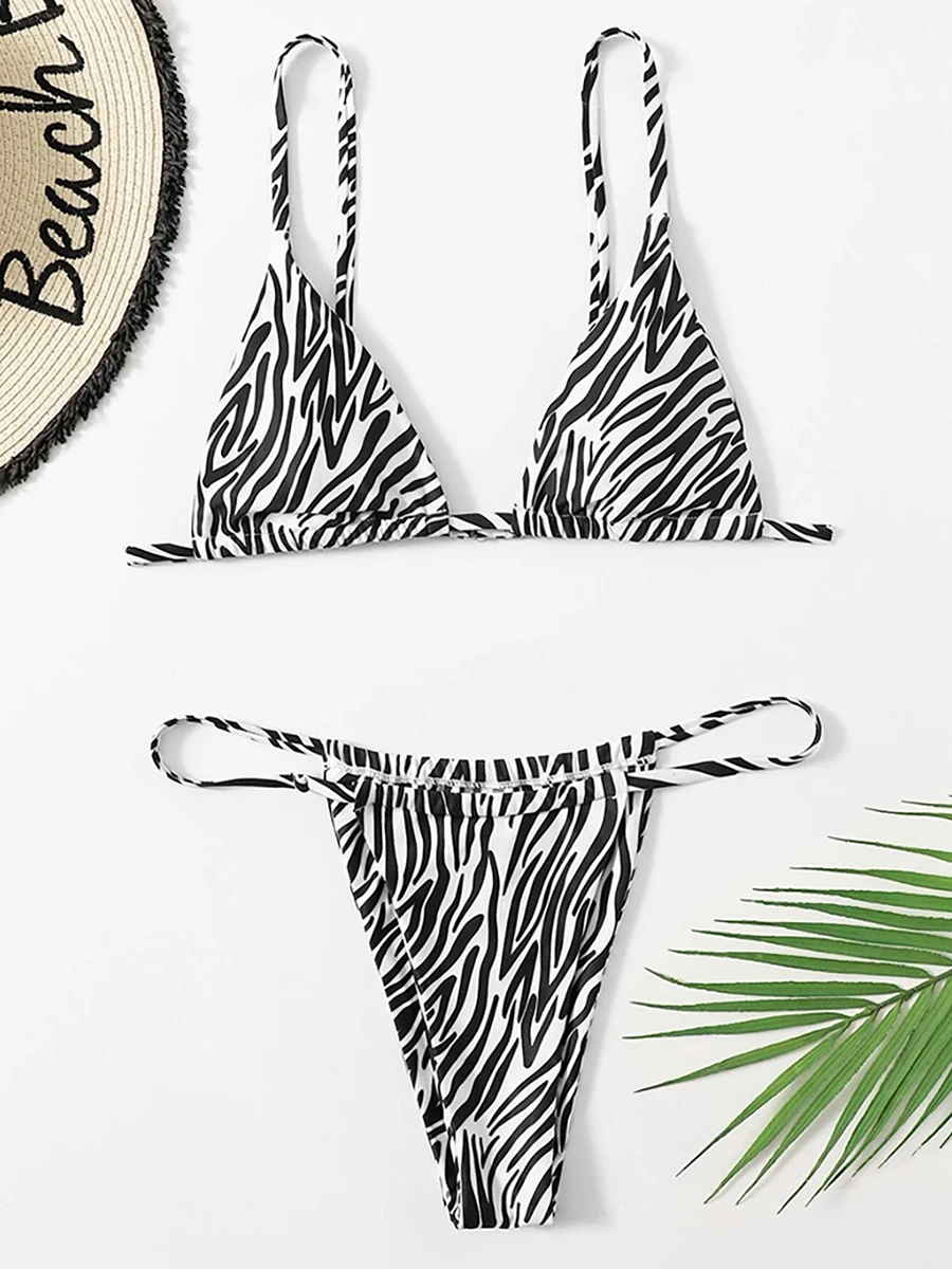 Seksowne Bikini Zebra 2023 kobiety kostium kąpielowy damski stroje kąpielowe kobiety Mini stringi Bikini zestawy letnie stroje plażowe pływanie dla